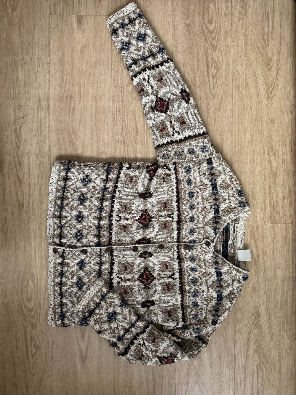 David Brooks Cream and Blue Striped hand knitted sweater